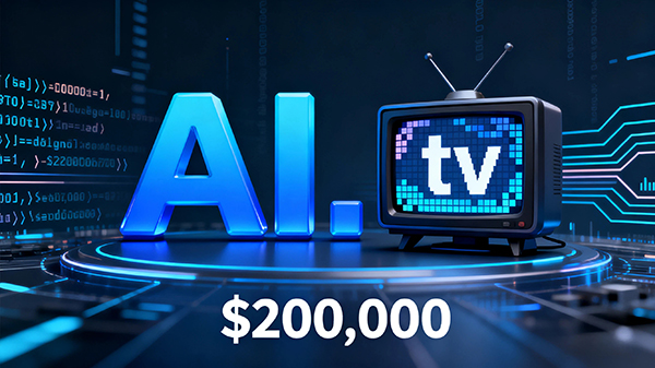 AI.tv以20万美元成交，登顶 .TV 销售榜首